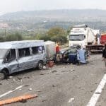 Scene of a truck accident where motorists sustained common injuries